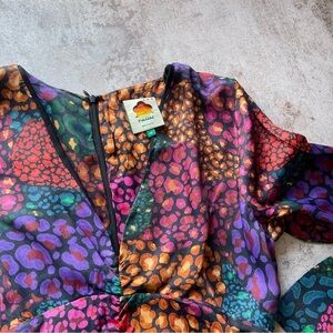 Anthropologie Farm Rio Hearts Midi dress NWOT full sleeve size Medium